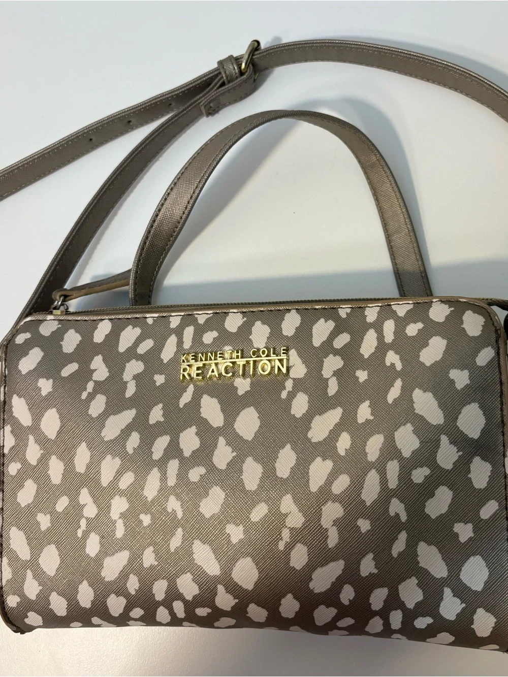 Kenneth Cole Reaction Taupe and Light Beige Leopard Crossbody